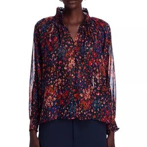 Aqua Chiffon floral Blouse - Multicolor
